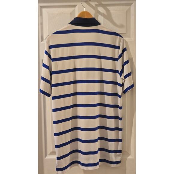 RLX Ralph Lauren Blue White Stripe Polo Shirt Medium Poly - Picture 5 of 8